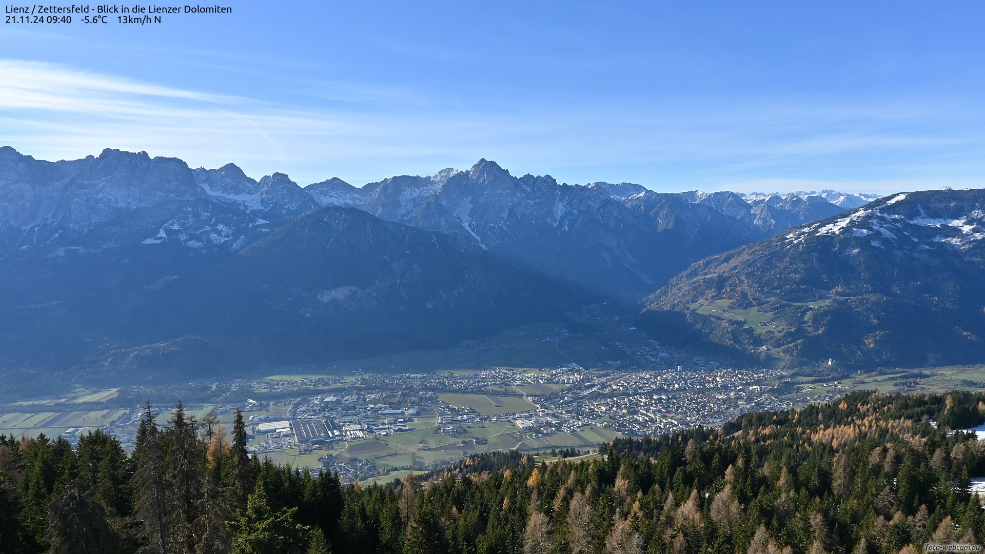 Webcam Lienz / Zettersfeld, Blick in die Lienzer Dolomiten | © www.foto-webcam.eu